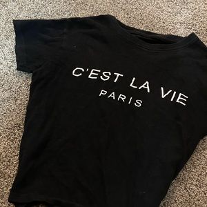 Black C'est la vie graphic baby tee